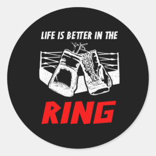 Pegatina Redonda La Vida Es Mejor En El Ring Boxing Appartal - Boxe