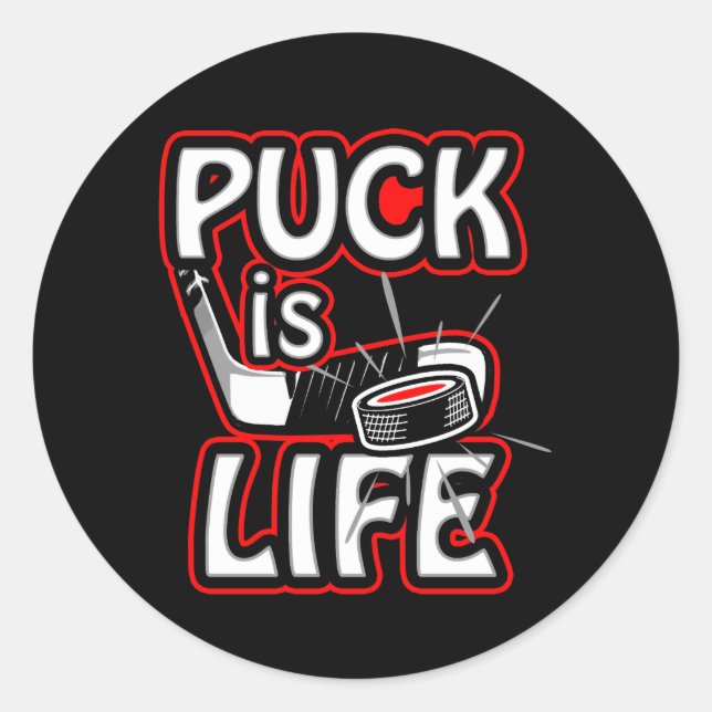 Pegatina Redonda La vida es un juego de hockey (Anverso)