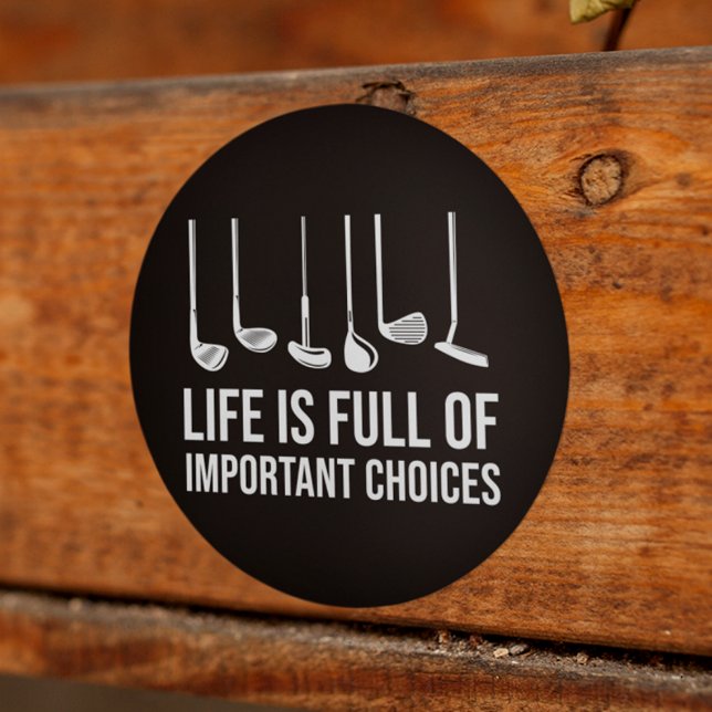 Pegatina Redonda La vida está llena de importantes Navidades de gol (Life is Full Of Important Choices Golf Christmas Classic Round Sticker)