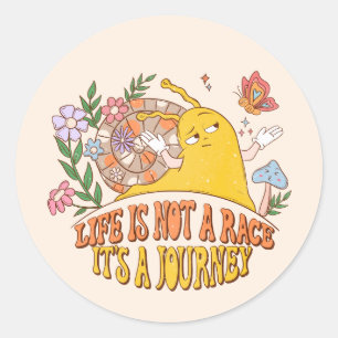 Pegatina Redonda La vida no es una carrera, es un viaje