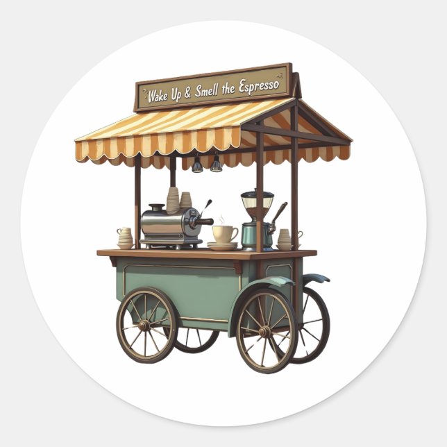 Pegatina Redonda La vida pasa, el café ayuda (Anverso)