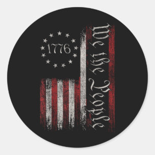 Pegatina Redonda La vieja bandera de los Estados Unidos, Patriótica