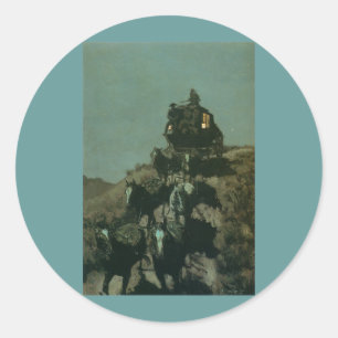 Pegatina Redonda La vieja escolaridad de las llanuras de Remington 