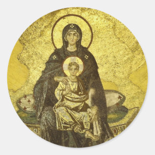 Pegatina Redonda La Virgen y el Mosaico Infantil de Santa Sofía