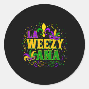 Pegatina Redonda La weezy ana carnaval nueva orleans mardi gras flo