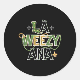 Pegatina Redonda La Weezy Ana Mardi Gras