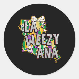 Pegatina Redonda La Weezy Ana Mardi Gras Louisiana Fat Tuesdays Lou