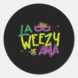 Pegatina Redonda La Weezy Ana Mardi Gras Louisiana Martes nuevo