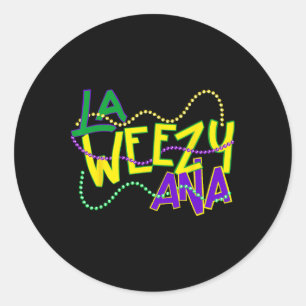 Pegatina Redonda La Weezy Ana Mardi Gras Louisiana Martes nuevo
