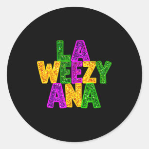 Pegatina Redonda La weezy ana mardi gras louisiana nueva orleansLa