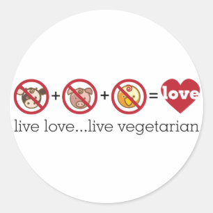 Pegatina Redonda La yoga habla: Vegetariano vivo vivo del amor…