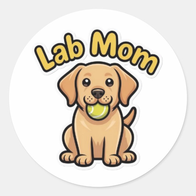 Pegatina Redonda Lab Mom Labrador Retriever Cute Puppy Sticker Labr (Anverso)
