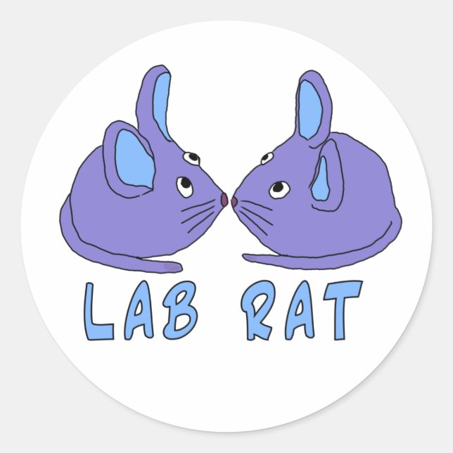 Pegatina Redonda Lab Rat | zwei lila blaue Labormäuse science (Anverso)