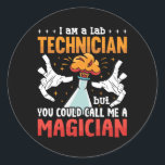 Pegatina Redonda Lab Tech I Am A Lab Technician Laboratory Science<br><div class="desc">This funny laboratory technician design for women and men who love their laboratory and chemist job. Show that you are a proud lab tech. On the laboratory motive is the quote I Am A Lab Technician.</div>