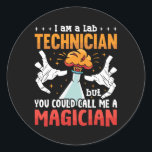 Pegatina Redonda Lab Tech I Am A Lab Technician Laboratory Science<br><div class="desc">This funny laboratory technician design for women and men who love their laboratory and chemist job. Show that you are a proud lab tech. On the laboratory motive is the quote I Am A Lab Technician.</div>