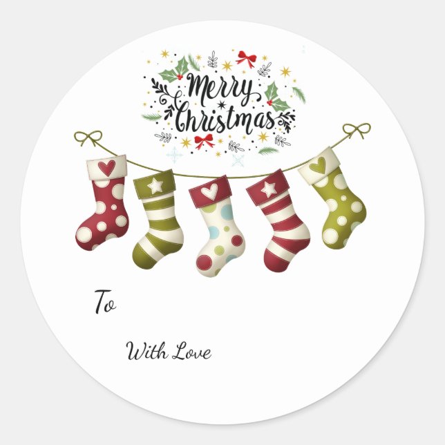 Pegatina Redonda Label/ Christmas Favor Stickers (Anverso)
