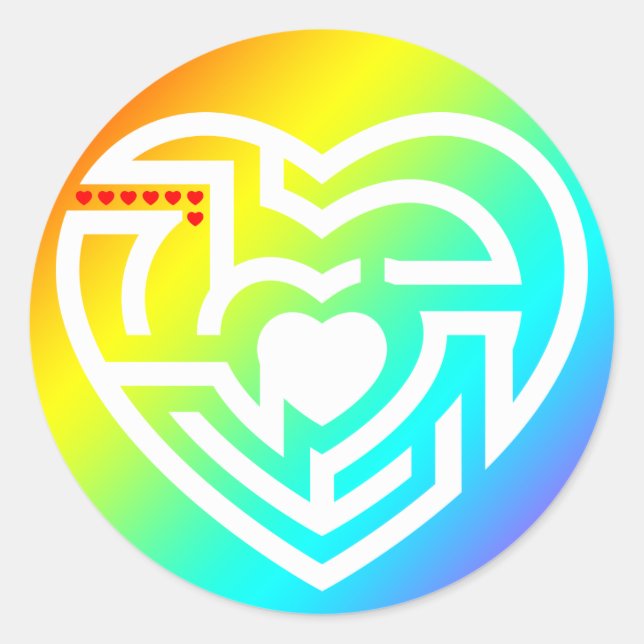 Pegatina Redonda laberinto de amor (Anverso)