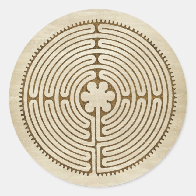 Pegatina Redonda Laberinto de Chartres - Símbolo espiritual Antigüe (Anverso)