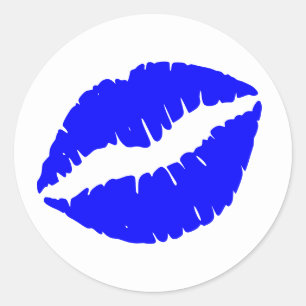 Pegatina Redonda Labial Azul Imprimir