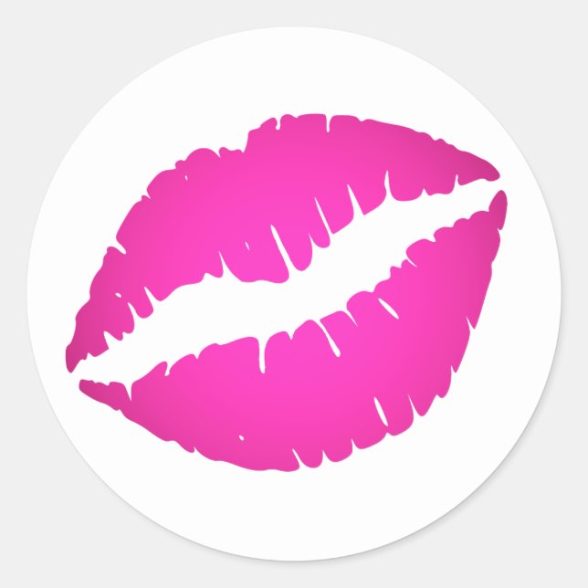 Pegatina Redonda Labial con efecto Ombre Rosa Brillante Beso (Anverso)