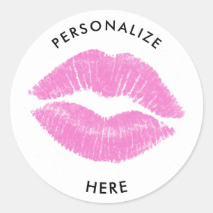 Pegatina Redonda Labial Rosa Pintalabios Tinta para Labios Maquilla