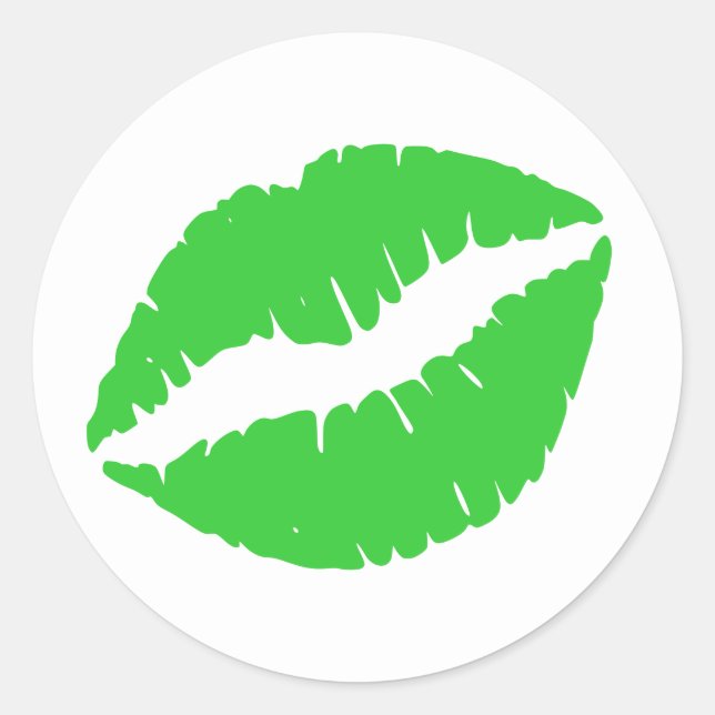 Pegatina Redonda Labial Verde Lima Estampado (Anverso)