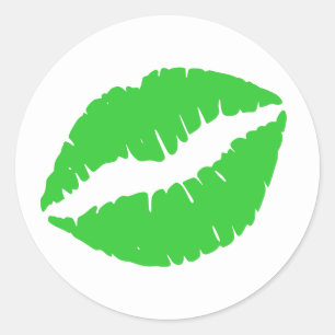 Pegatina Redonda Labial Verde Lima Estampado