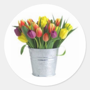 Pegatina Redonda labio de tulipanes