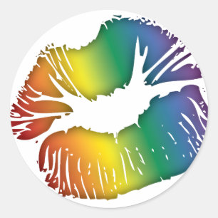 Pegatina Redonda Labios 3 del arco iris