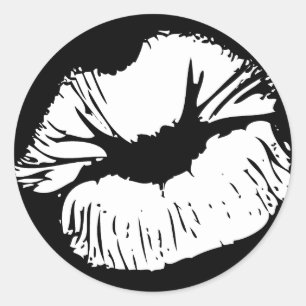 Pegatina Redonda Labios blancos