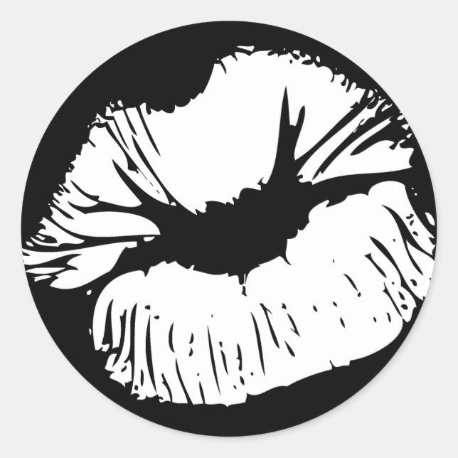 Pegatina Redonda Labios blancos (Anverso)