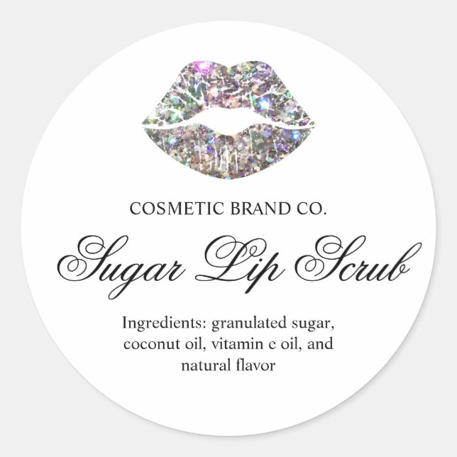 Pegatina Redonda Labios Brillantes Exfoliante de Labios de Azúcar (Anverso)