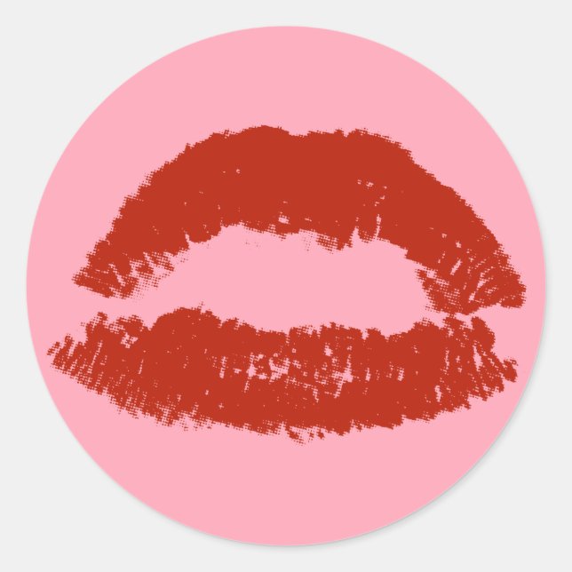 Pegatina Redonda Labios de arte pop rojo (Anverso)