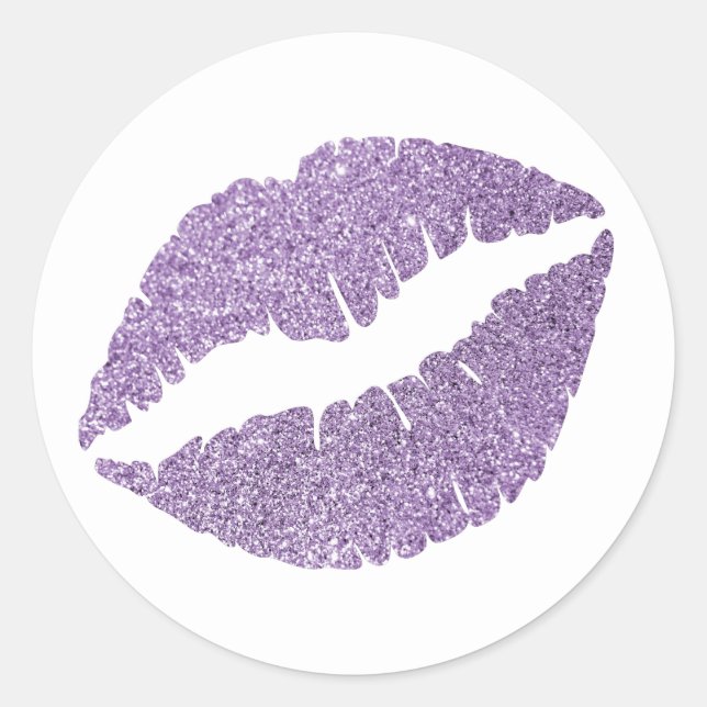 Pegatina Redonda Labios de Orquídea Amatista con Brillo (Anverso)