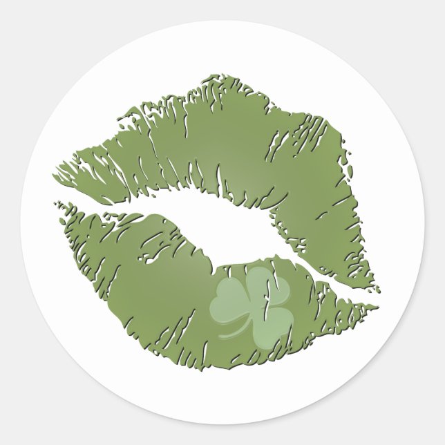 Pegatina Redonda Labios de Shamrock - Bésame soy Pegatinas irlandes (Anverso)