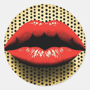Pegatina Redonda Labios estilo fornasetti