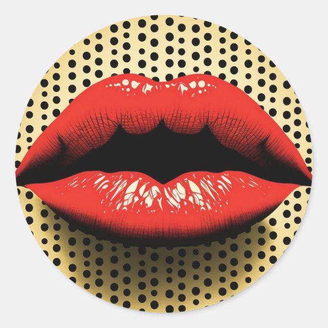 Pegatina Redonda Labios estilo fornasetti (Anverso)