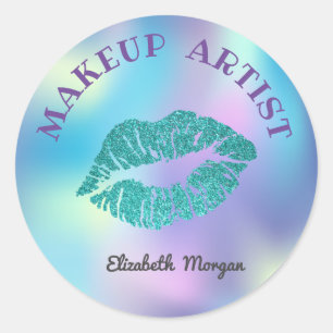 Pegatina Redonda Labios Moderadamente Brillantes, Maquillaje Hologr