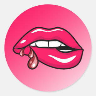 Pegatina Redonda Labios mordaces