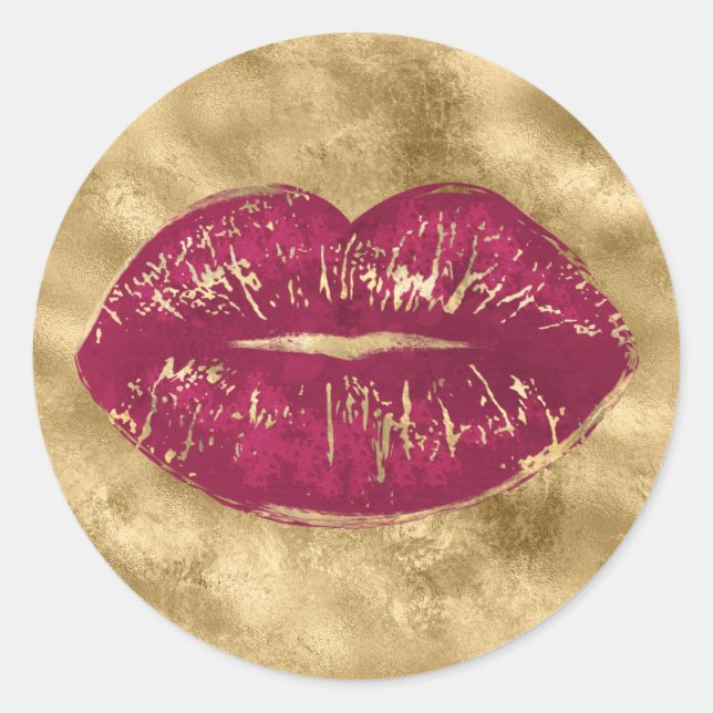 Pegatina Redonda Labios rojos (Anverso)