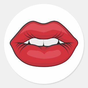 Pegatina Redonda Labios rojos