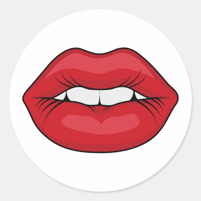 Pegatina Redonda Labios rojos (Anverso)