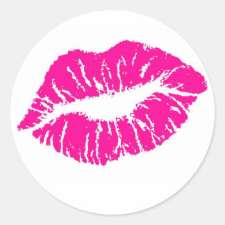 Pegatina Redonda Labios rosados