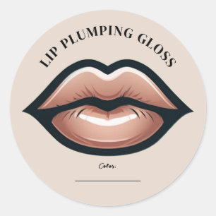 Pegatina Redonda Labios Rosados Beige Neutros Brillo Labial Relieve