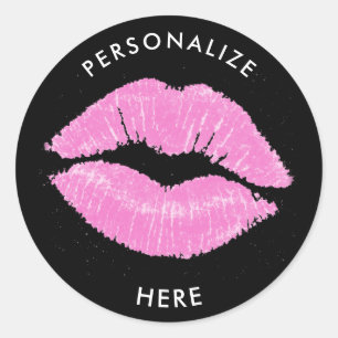 Pegatina Redonda Labios Rosados Pintalabios Mancha de Labios Maquil