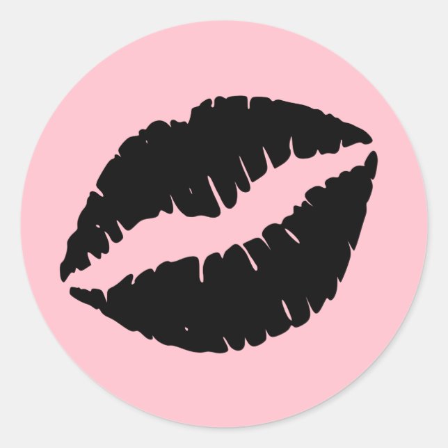 Pegatina Redonda Labios rosas y negras (Anverso)
