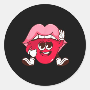 Pegatina Redonda Labios sonrientes Dibujos animados Día de San Vale