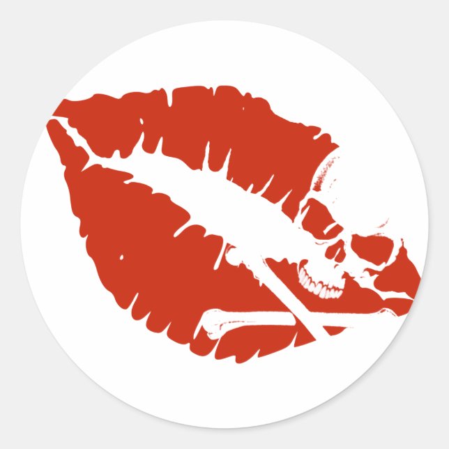 Pegatina Redonda labios venenosos (Anverso)