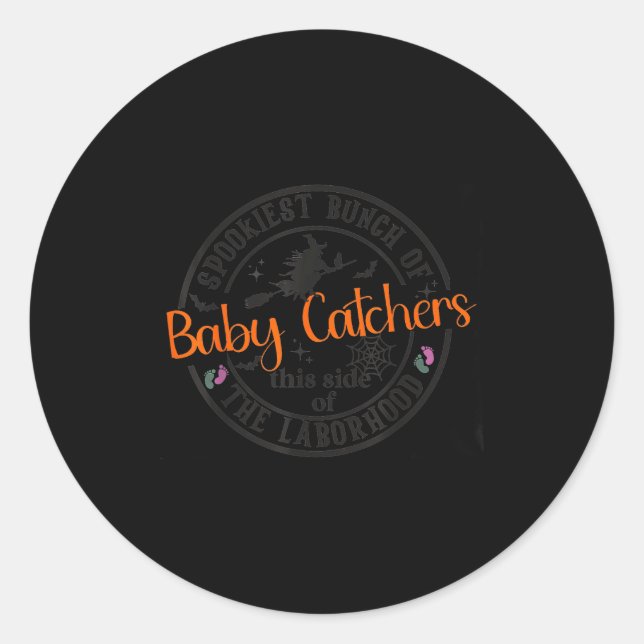 Pegatina Redonda Labor And Delivery Nurse Halloween Witch Hostal Pa (Anverso)