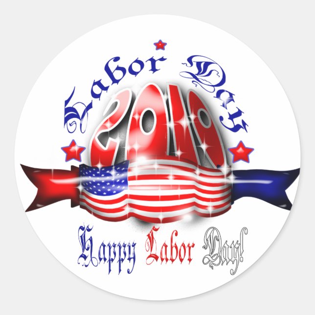 Pegatina Redonda Labor Day Sticker (Anverso)